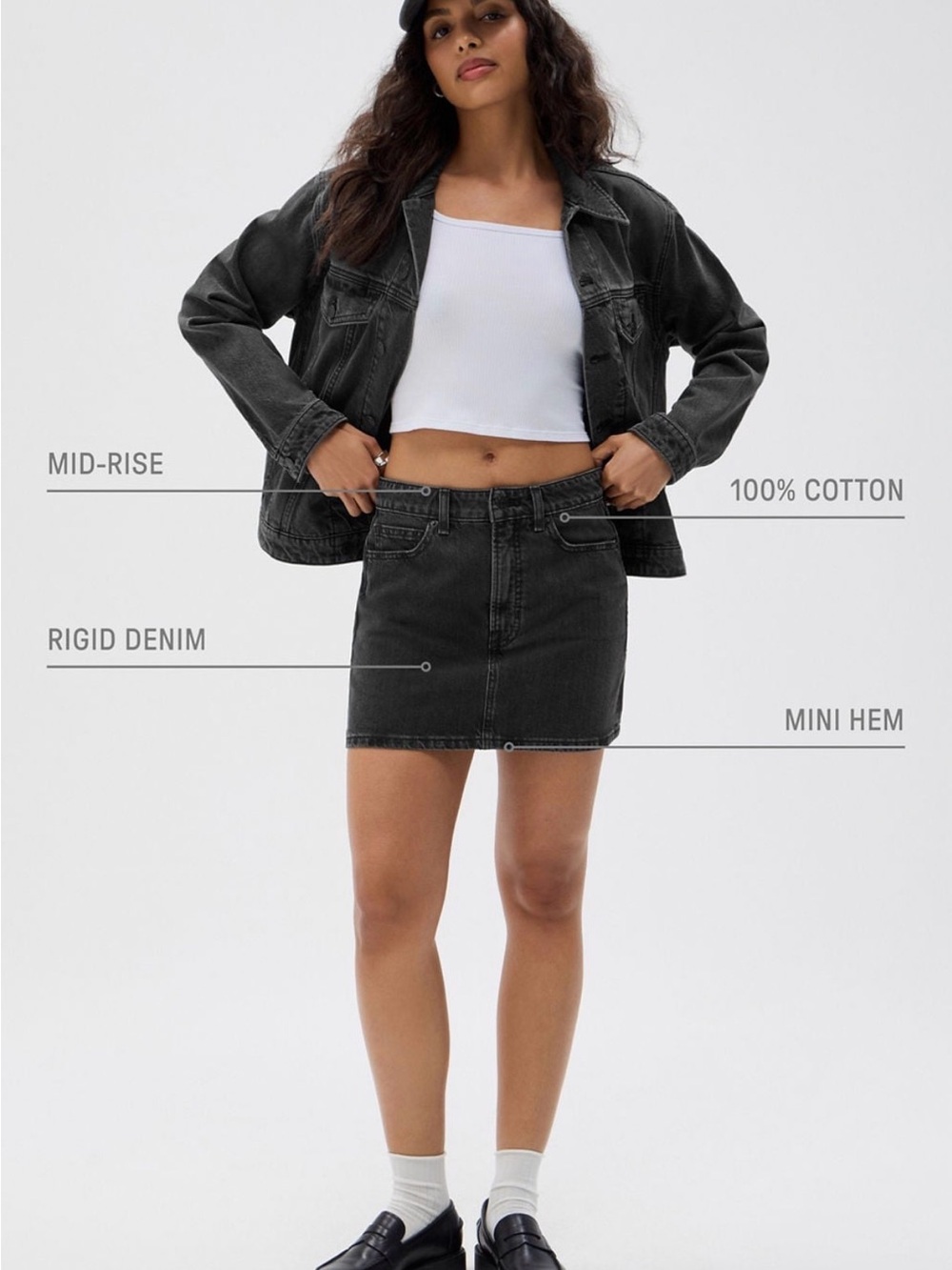 Sold Out Fabletics Washed Black Mid-Rise Denim Mini Skirt